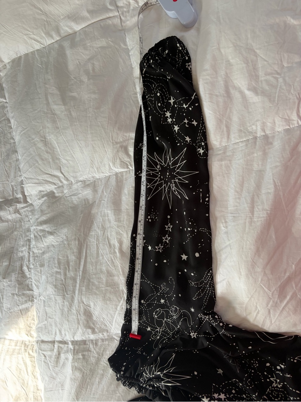 White House Black Market Black Celestial Print Ruffle-Neck Long Sleeve Top - Picture 7 of 7